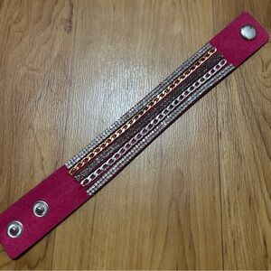 Chic Pink and Gold Rhinestone Bracelet